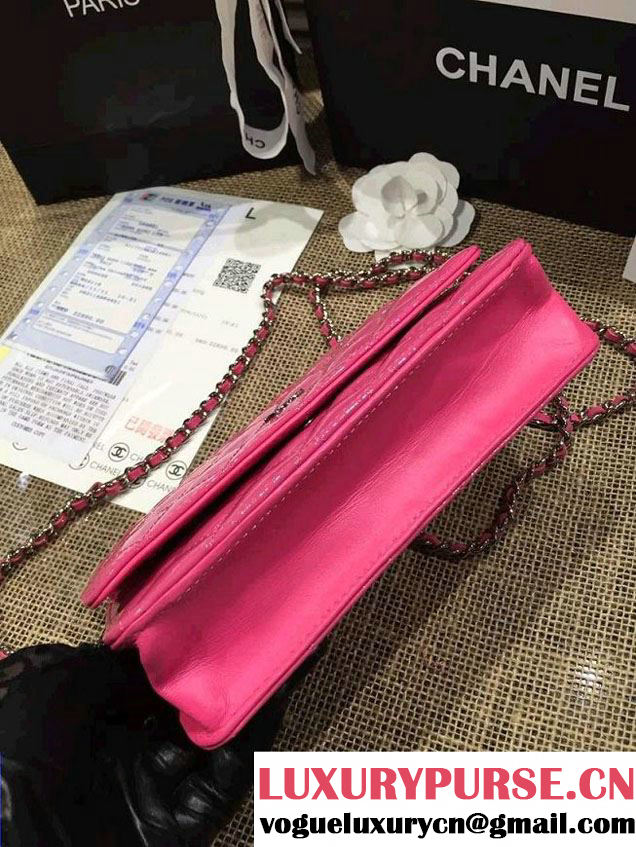 Chanel Wallet On Chain WOC Bag A33814 in Patent Leather Peach