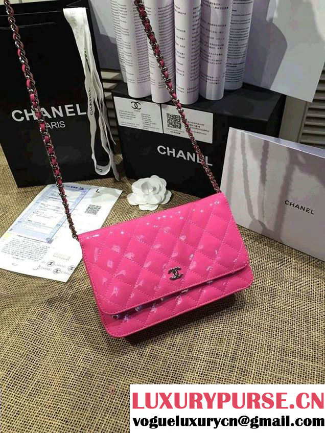 Chanel Wallet On Chain WOC Bag A33814 in Patent Leather Peach