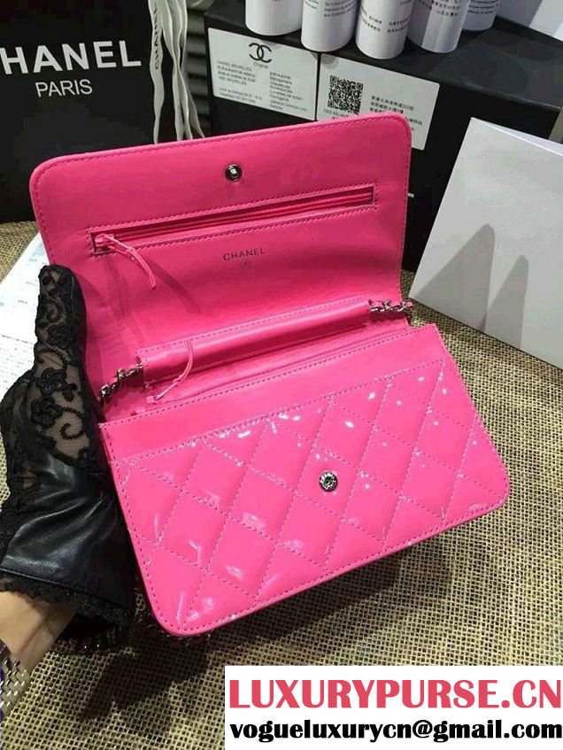 Chanel Wallet On Chain WOC Bag A33814 in Patent Leather Peach