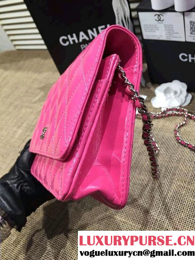 Chanel Wallet On Chain WOC Bag A33814 in Patent Leather Peach