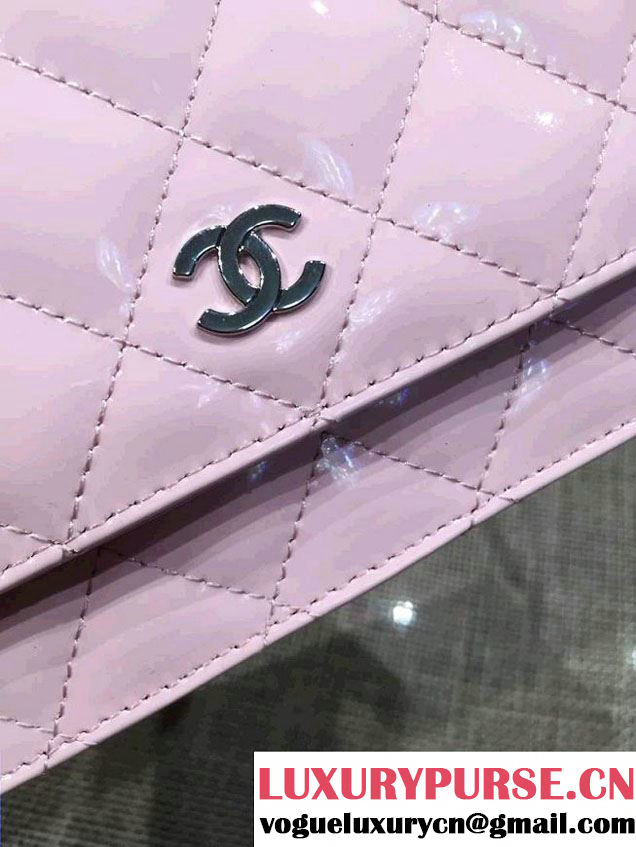 Chanel Wallet On Chain WOC Bag A33814 in Patent Leather Pink