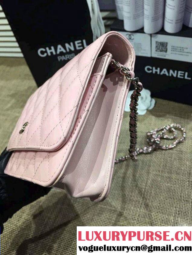 Chanel Wallet On Chain WOC Bag A33814 in Patent Leather Pink