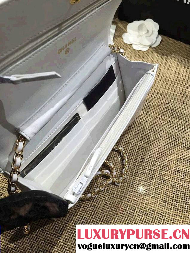 Chanel Wallet On Chain WOC Bag A33814 in Patent Leather White/Gold