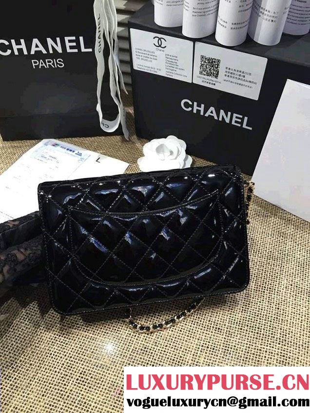 Chanel Wallet On Chain WOC Bag A33814 in Patent Leather Black/Gold