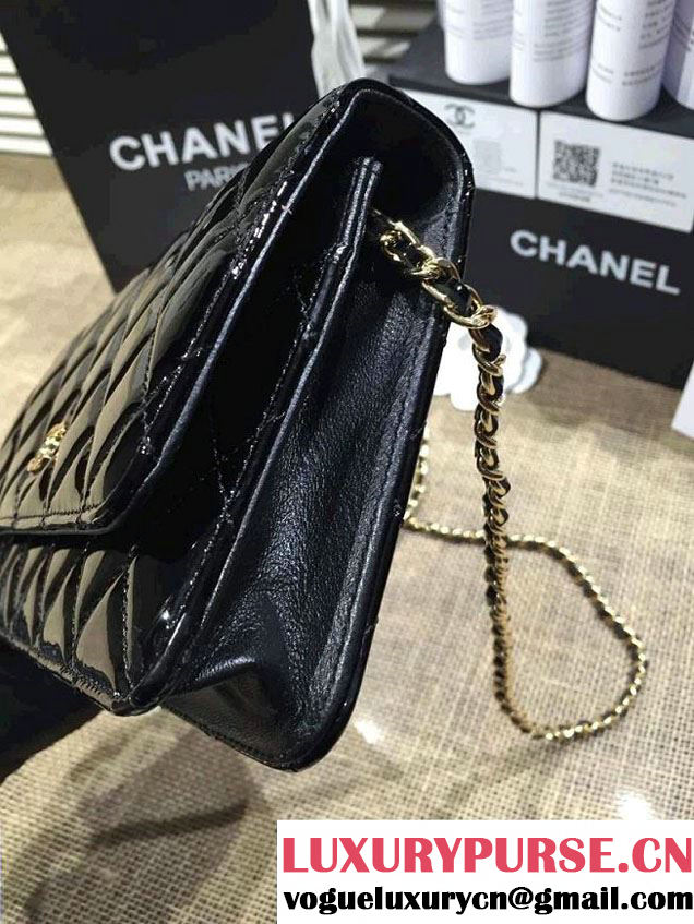 Chanel Wallet On Chain WOC Bag A33814 in Patent Leather Black/Gold