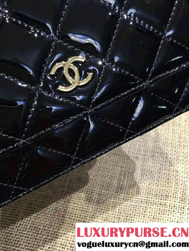 Chanel Wallet On Chain WOC Bag A33814 in Patent Leather Black/Gold
