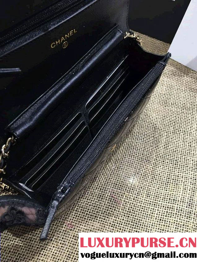 Chanel Wallet On Chain WOC Bag A33814 in Patent Leather Black/Gold