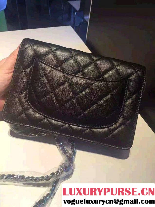 Chanel Iridescent Wallet On Chain WOC Bag with Rainbow Hardware Black 2016