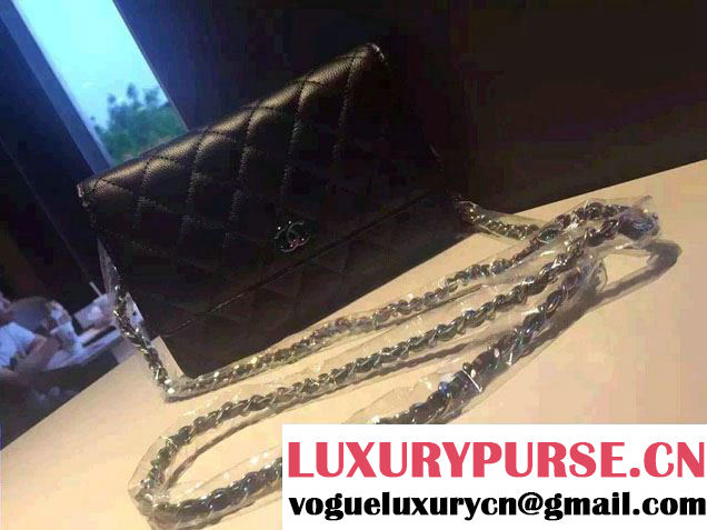 Chanel Iridescent Wallet On Chain WOC Bag with Rainbow Hardware Black 2016