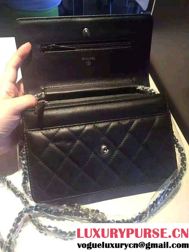 Chanel Iridescent Wallet On Chain WOC Bag with Rainbow Hardware Black 2016