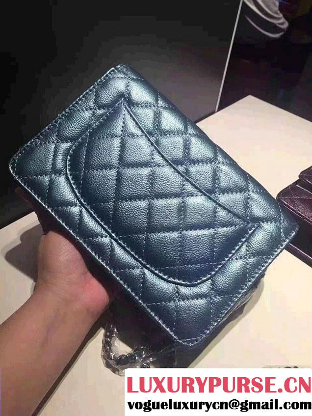 Chanel Iridescent Wallet On Chain WOC Bag with Rainbow Hardware Blue 2016