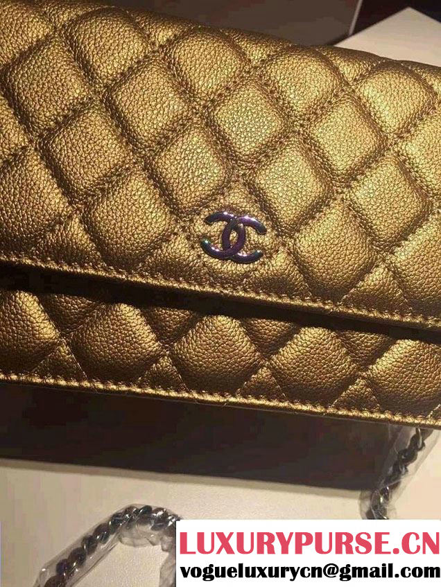 Chanel Iridescent Wallet On Chain WOC Bag with Rainbow Hardware Gold 2016