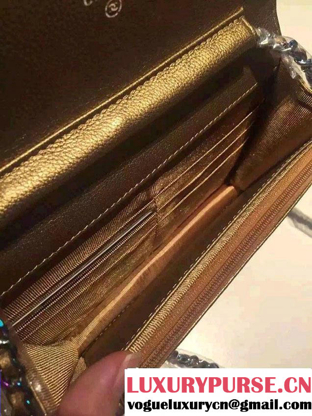 Chanel Iridescent Wallet On Chain WOC Bag with Rainbow Hardware Gold 2016