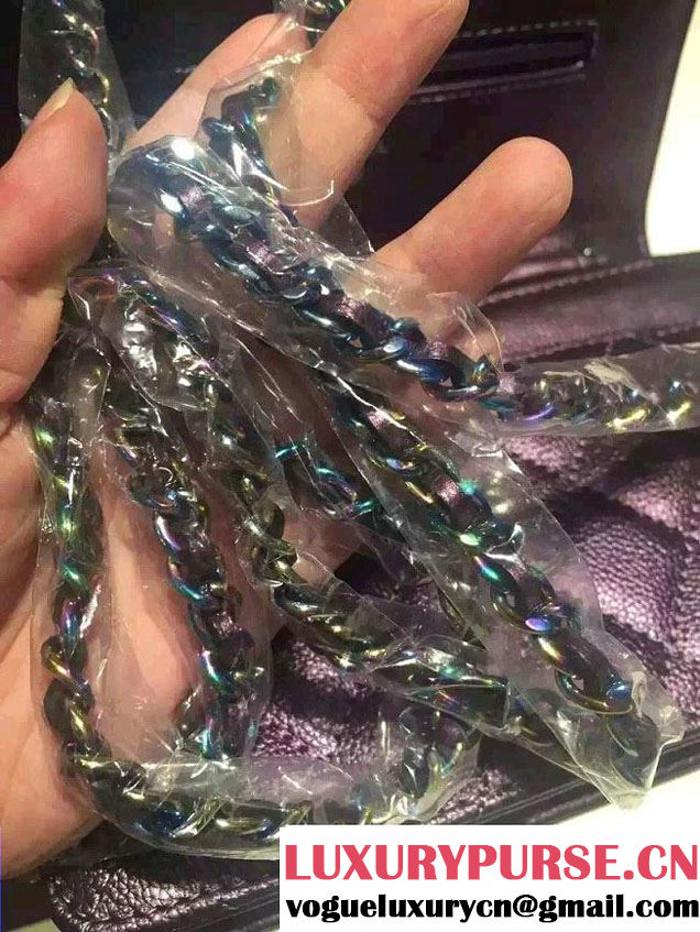 Chanel Iridescent Wallet On Chain WOC Bag with Rainbow Hardware Purple 2016