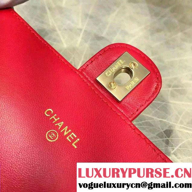 Chanel Lucky Charms Crown Badges Wallet On Chain WOC Bag Red 2016