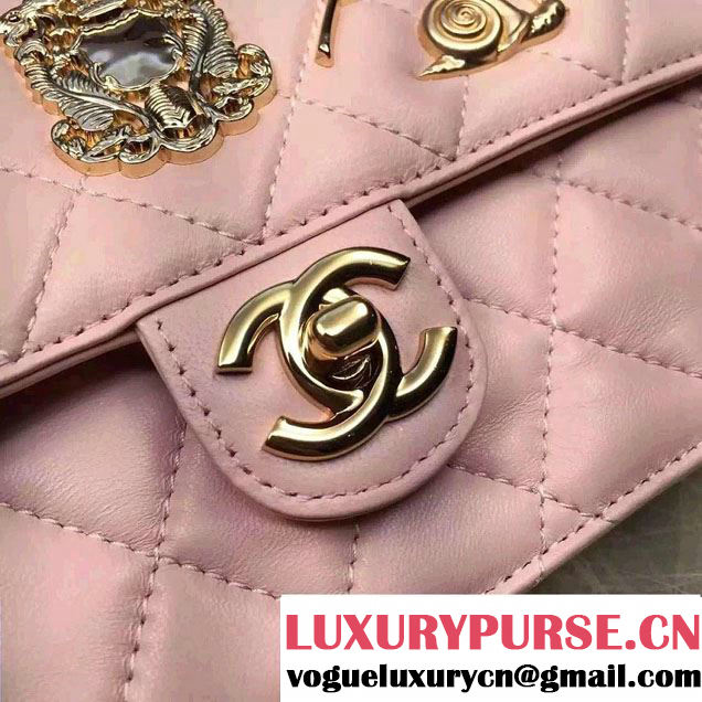Chanel Lucky Charms Crown Badges Wallet On Chain WOC Bag Pink 2016