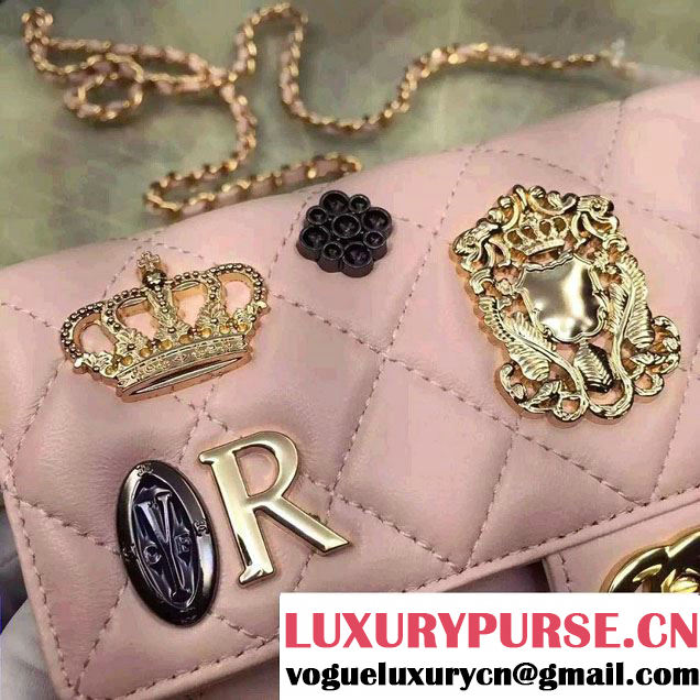 Chanel Lucky Charms Crown Badges Wallet On Chain WOC Bag Pink 2016