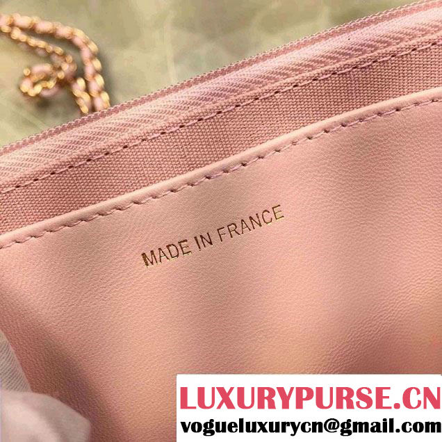Chanel Lucky Charms Crown Badges Wallet On Chain WOC Bag Pink 2016
