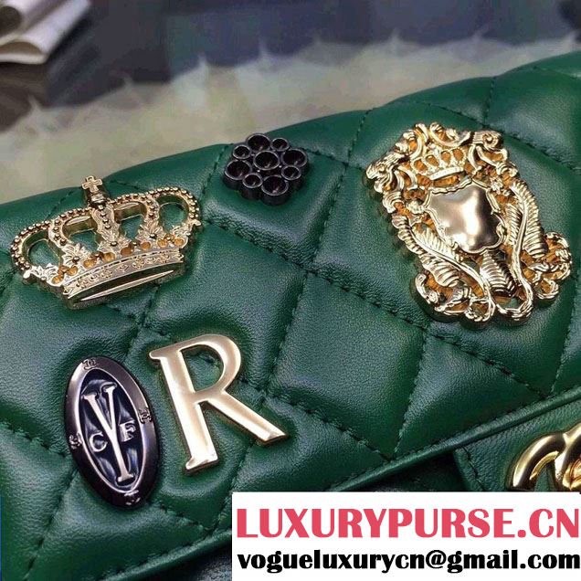 Chanel Lucky Charms Crown Badges Wallet On Chain WOC Bag Green 2016