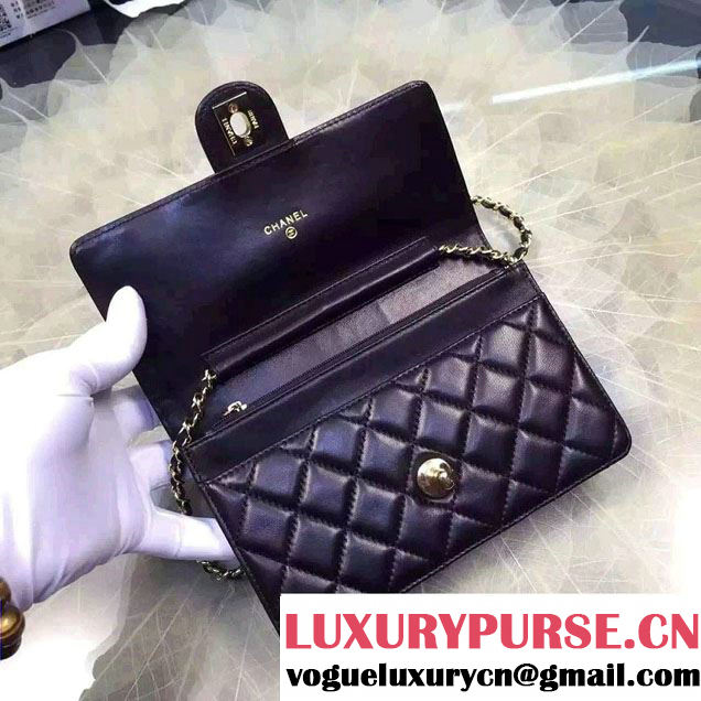 Chanel Lucky Charms Crown Badges Wallet On Chain WOC Bag Black 2016