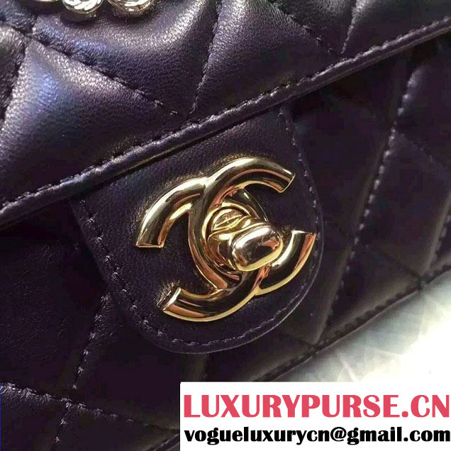 Chanel Lucky Charms Crown Badges Wallet On Chain WOC Bag Black 2016