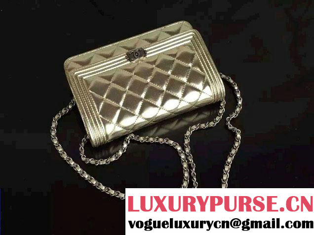 Chanel Boy Wallet On Chain WOC Bag in Lambskin Leather Gold