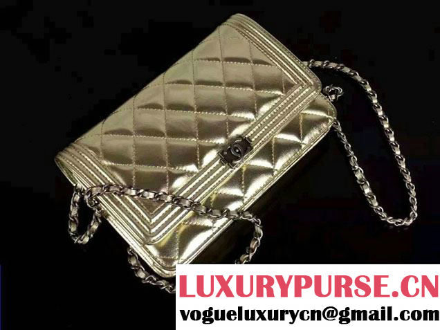 Chanel Boy Wallet On Chain WOC Bag in Lambskin Leather Gold