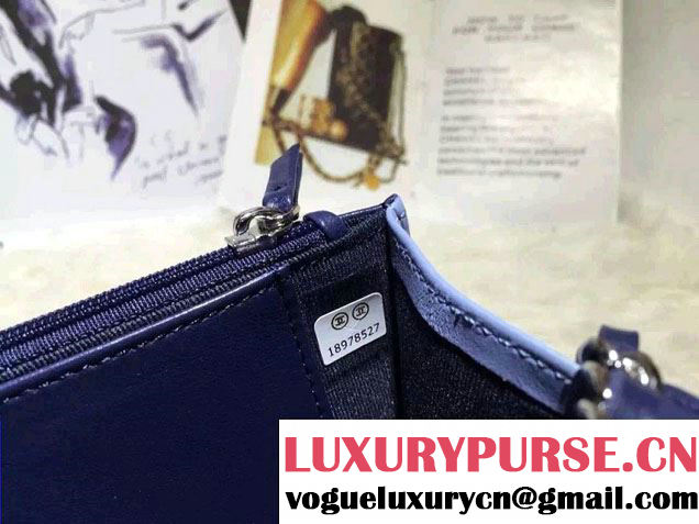 Chanel Lambskin Leather Tri-color Wallet On Chain WOC Bag Blue/Navy/Sky Blue 2016