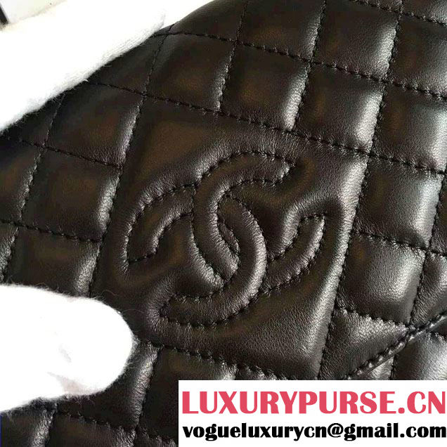 Chanel Lambskin CC Signature Quilting Wallet On Chain WOC Bag Black 2016
