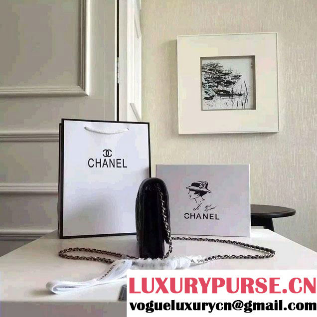 Chanel Lambskin CC Signature Quilting Wallet On Chain WOC Bag Black 2016