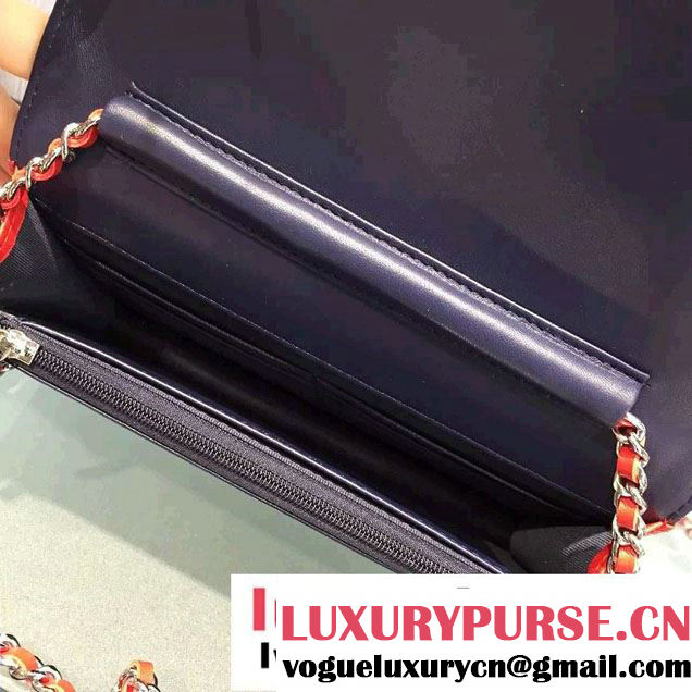 Chanel Bicolor CC Signature Quilting Wallet On Chain WOC Bag Red/Royal Blue 2016