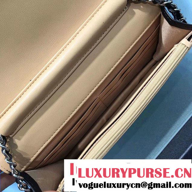 Chanel Bicolor CC Signature Quilting Wallet On Chain WOC Bag Black/Apricot 2016