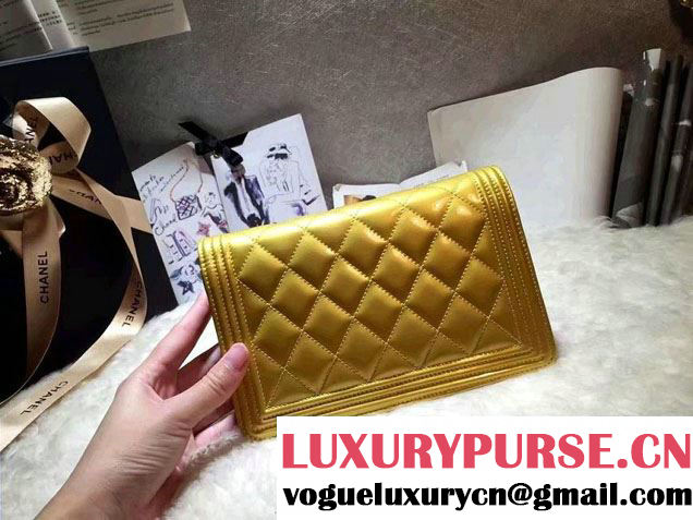 Chanel Boy Patent Calfskin Wallet On Chain WOC Bag Yellow 2016