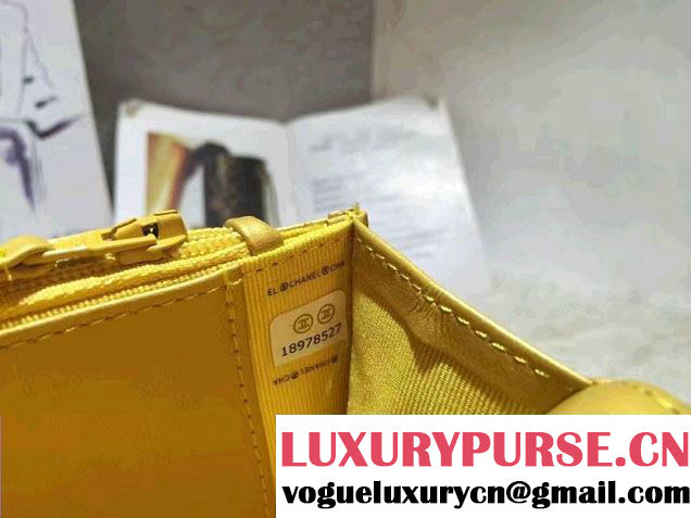 Chanel Boy Patent Calfskin Wallet On Chain WOC Bag Yellow 2016