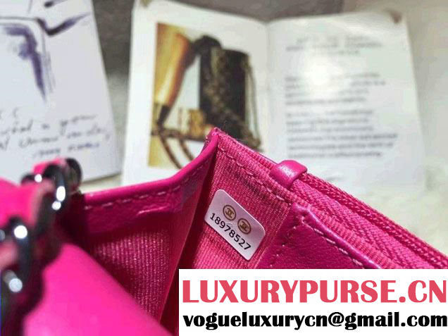 Chanel Boy Patent Calfskin Wallet On Chain WOC Bag Fushia 2016