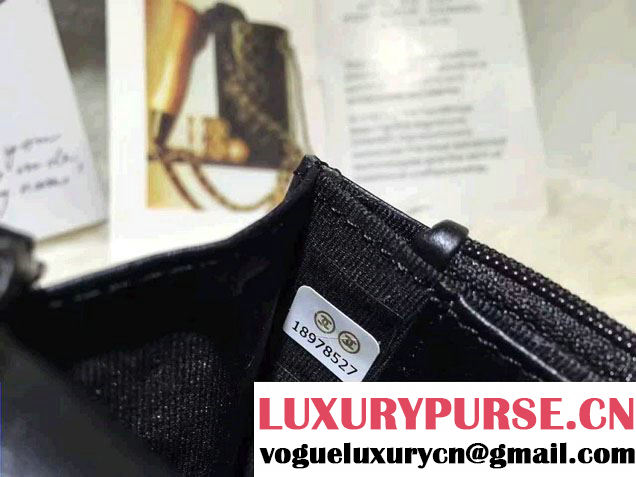 Chanel Boy Patent Calfskin Wallet On Chain WOC Bag Black 2016