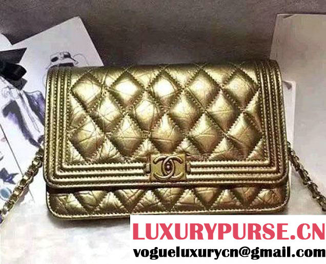 Chanel Boy Wallet On Chain WOC Bag Gold with Gold Hardware