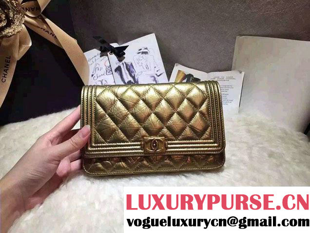 Chanel Boy Wallet On Chain WOC Bag Gold with Gold Hardware