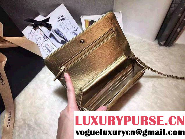 Chanel Boy Wallet On Chain WOC Bag Gold with Gold Hardware
