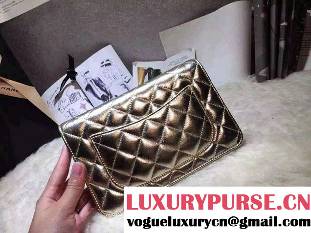 Chanel Sheepskin Wallet On Chain WOC Bag Gold with Silver Hardware