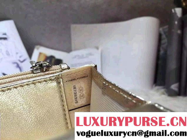 Chanel Sheepskin Wallet On Chain WOC Bag Gold with Silver Hardware