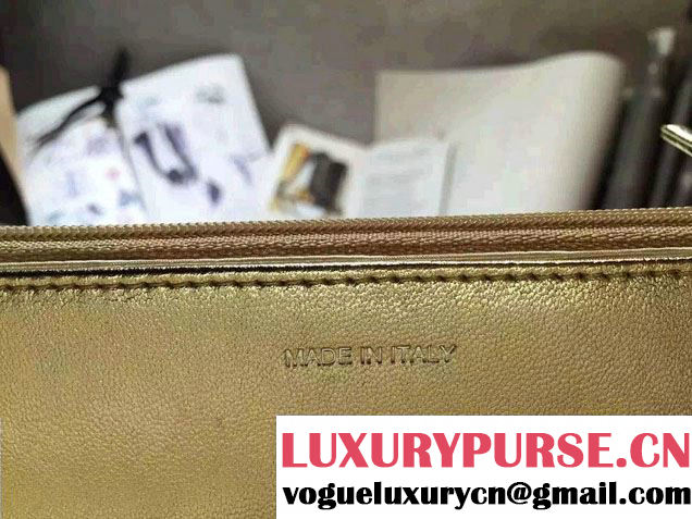 Chanel Sheepskin Wallet On Chain WOC Bag Gold with Silver Hardware