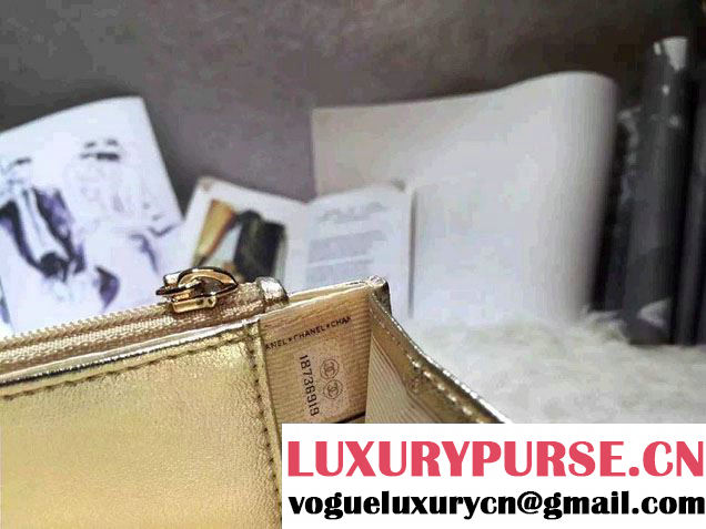 Chanel Sheepskin Wallet On Chain WOC Bag Gold with Gold Hardware