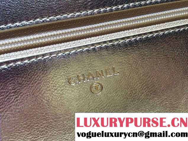 Chanel Sheepskin Wallet On Chain WOC Bag Gold with Gold Hardware