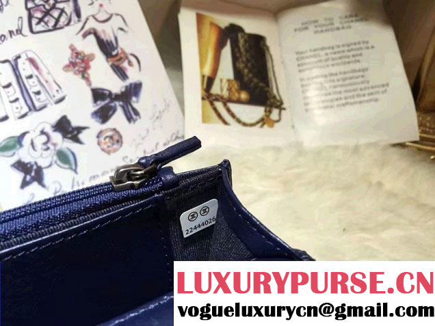 Chanel Calfskin Chain Boy Wallet On Chain WOC Bag A83222 Blue 2016