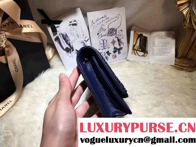 Chanel Calfskin Chain Boy Wallet On Chain WOC Bag A83222 Blue 2016