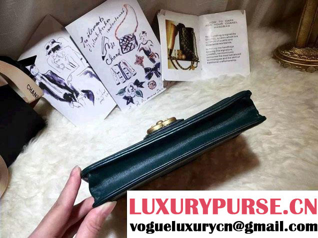 Chanel Quilted/Light Gold Metal Lambskin Wallet On Chain WOC Bag A84021 Green 2016
