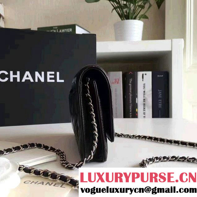 Chanel Lambskin and Strass Cat Wallet On Chain WOC Bag Black 2016