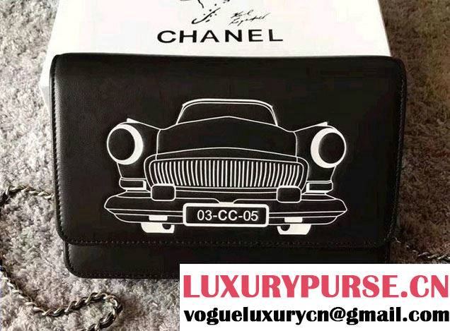 Chanel Lambskin and Car Printed Wallet On Chain WOC Bag 2017