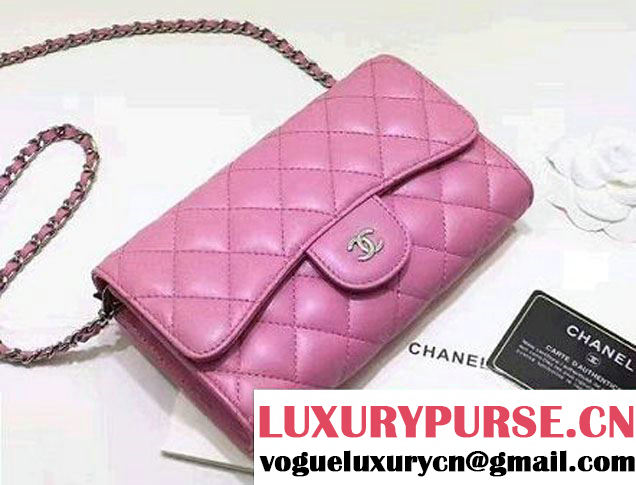 Chanel Lambskin Coco Wallet On Chain WOC Bag A81122 Pink 2016